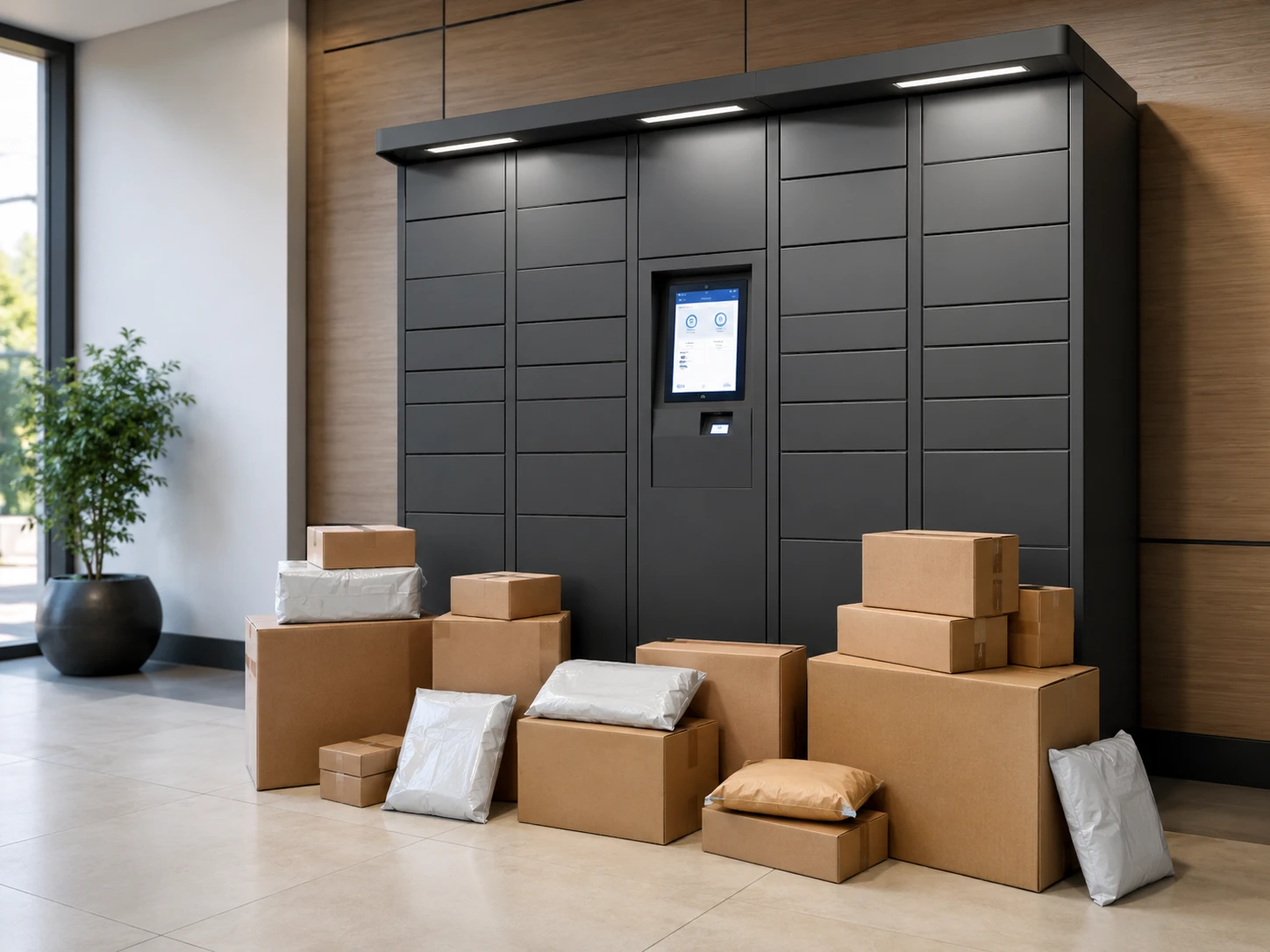 Résident récupérant un colis dans un casier intelligent Expedibox